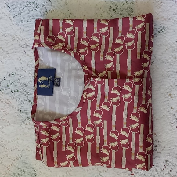 Ronner Porst Equestrian Print Long Sleeve Button Front Blouse Size 4 Rust/Tan - Picture 16 of 16